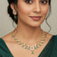 Delicate Gold & Green Zircon Floral Necklace Set | Matching Earrings & Maang Tikka