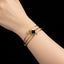 Modern Thin Gold Bracelets with Black Four-Leaf Clover & Dazzling Crystals