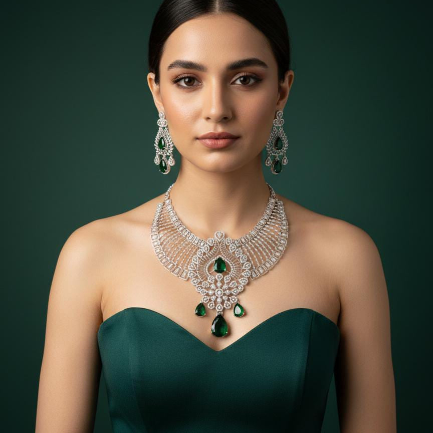 American Diamond Multi-Color Necklace Set