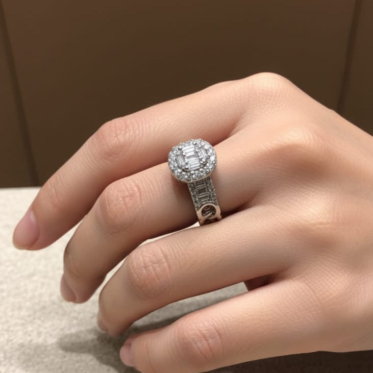 Elegant Baguette Halo Ring – Rs. 850