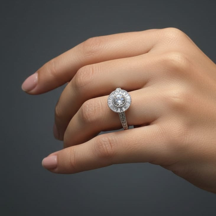 Modern Sunburst Halo Ring – Rs. 850