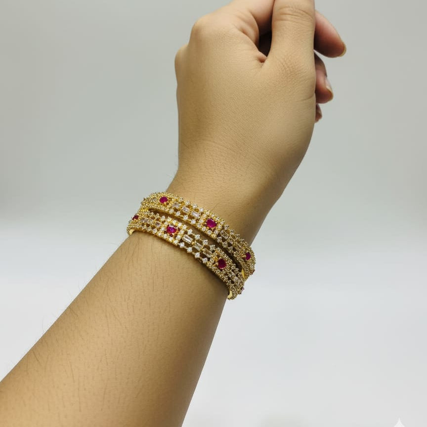 Gold‑Tone American Diamond Multi‑Row Bangles - Rs. 2950