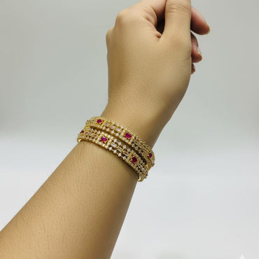 Gold‑Tone American Diamond Multi‑Row Bangles - Rs. 2950