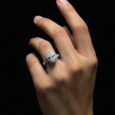 Cubic Zirconia Pear Cut Halo Ring - Rs. 850