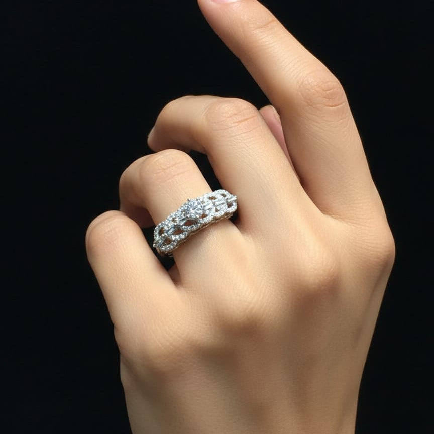 Cubic Zirconia Chain Style Ring – Rs. 850