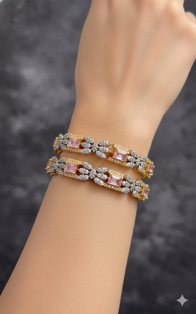 Traditional gold-plated ruby stone bracelet set with intricate design, priced Rs. 3850
