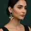 Traditional gold-toned champagne stone leaf pearl earrings, priced Rs. 1150