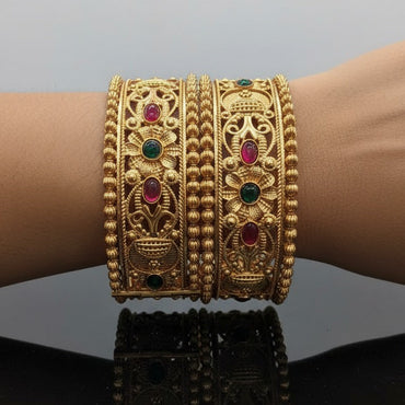 Rajwari Floral Stone Kada Set – Rs. 3850