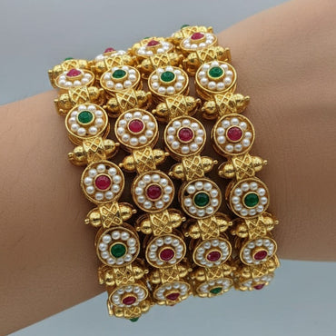 Rajwari Pearl Stone Bangle Set – Rs. 2200