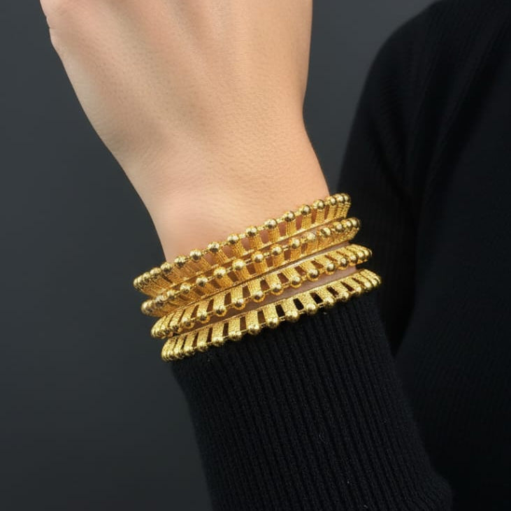Classic Textured Gold-Plated Bangle Set - Rs 1550