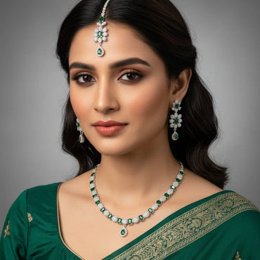 Green CZ Necklace Set – Rs. 2950