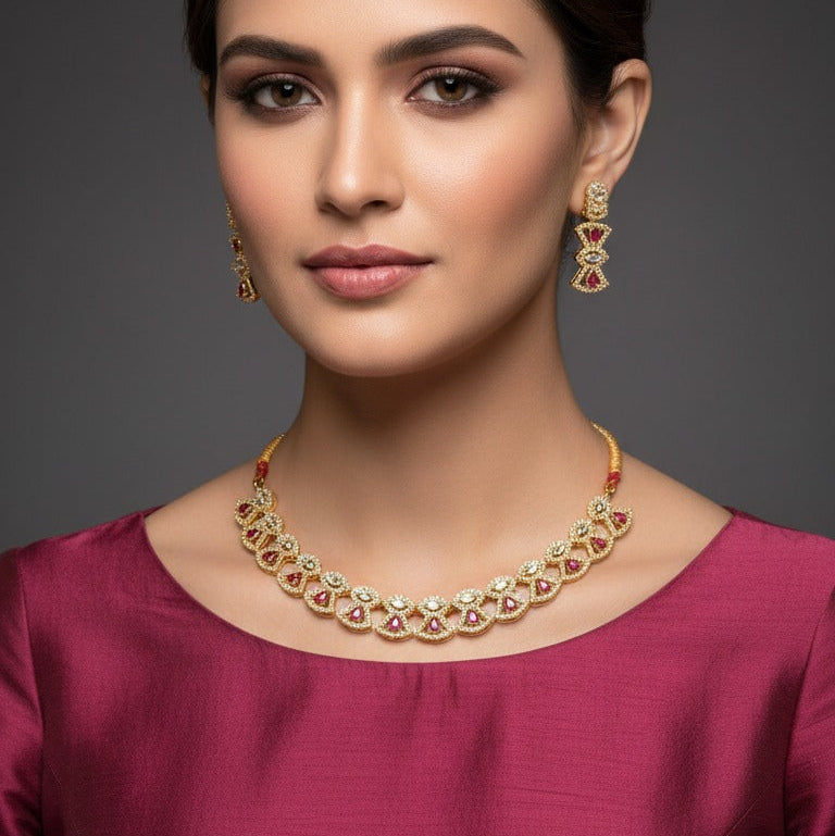 Ruby Necklace Set – Rs. 3250