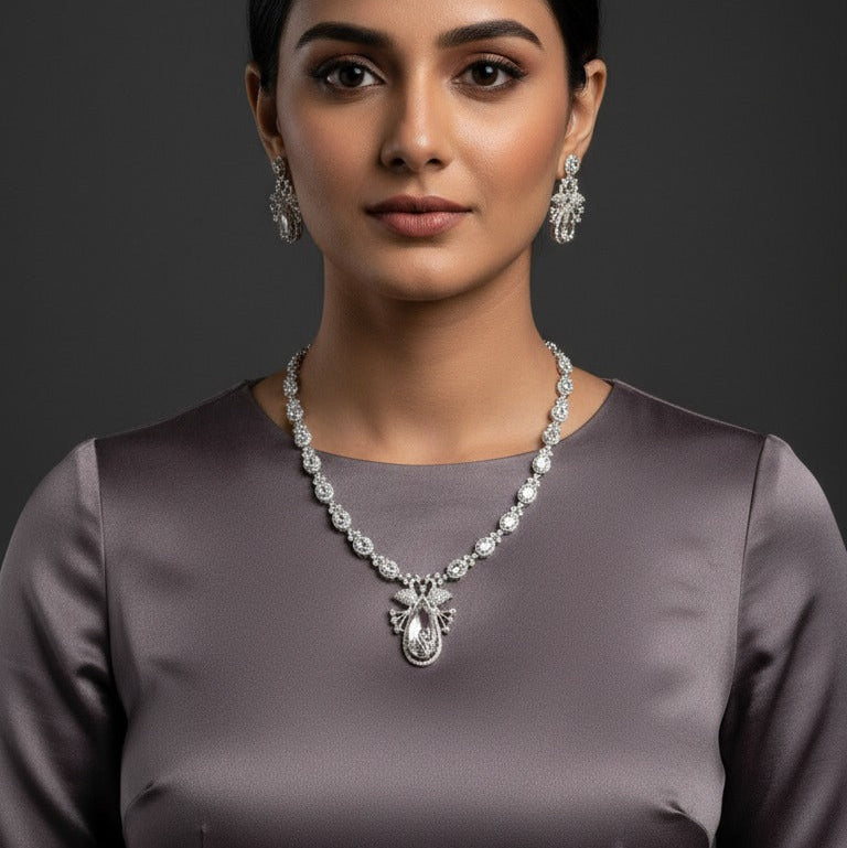 AD Teardrop Necklace Set – Rs. 3250