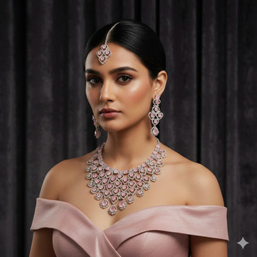 Premium Pink AD Bridal Set – Rs. 15,000