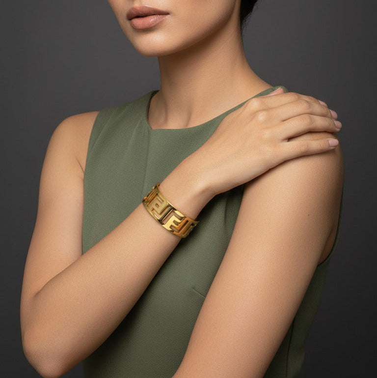 Geometric Stainless Steel Cuff - Rs 950