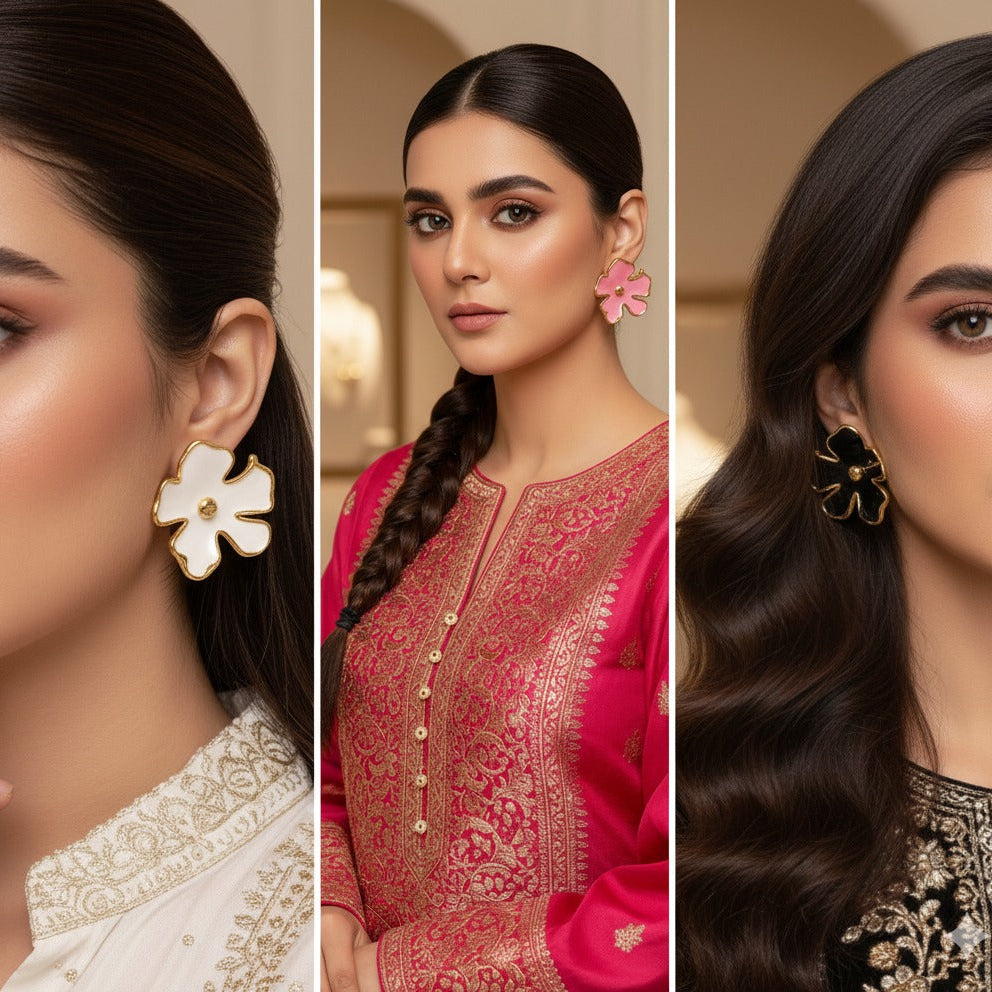 Floral Statement Earrings – Rs. 400