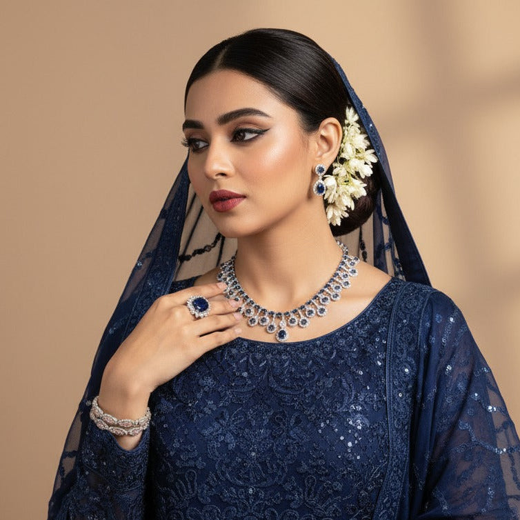 Blue AD Necklace Set – Rs. 4,150