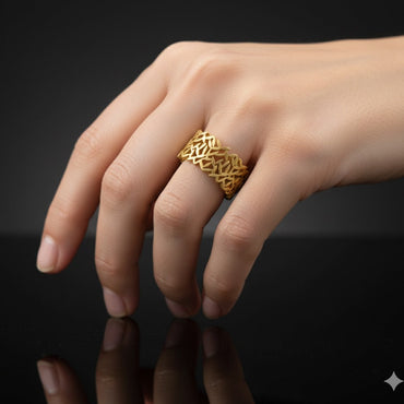 Gilded Vine Matte Gold Filigree Ring – Rs. 550
