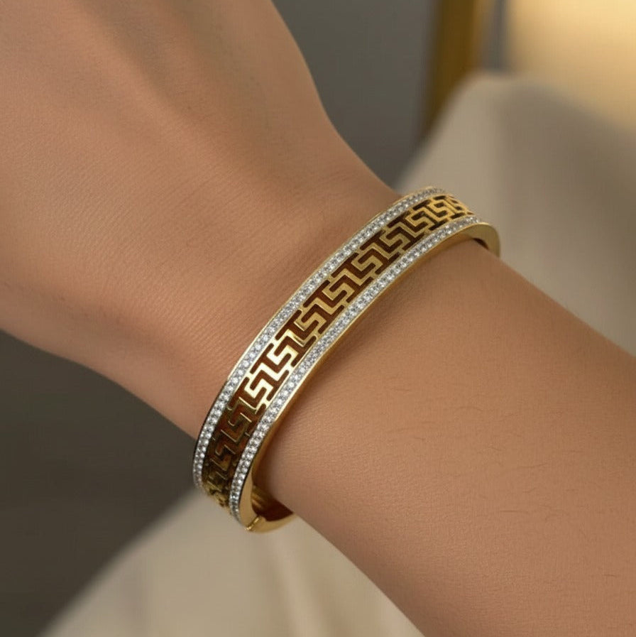 Eternal Path Gold & Zirconia Bangle – Rs. 950