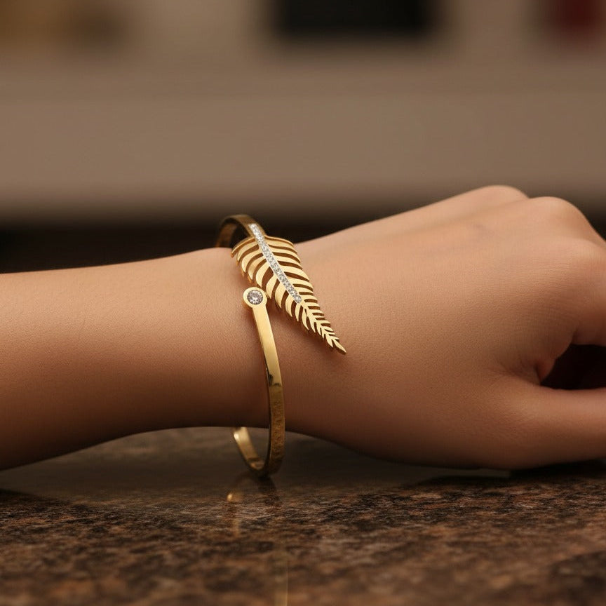Botanical Gold Leaf Crystal Cuff – Rs. 900