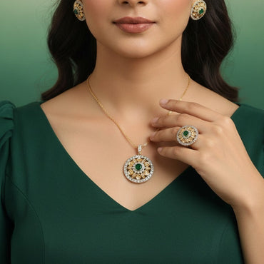 Emerald Empress Filigree Jewelry Set – Rs. 2,650