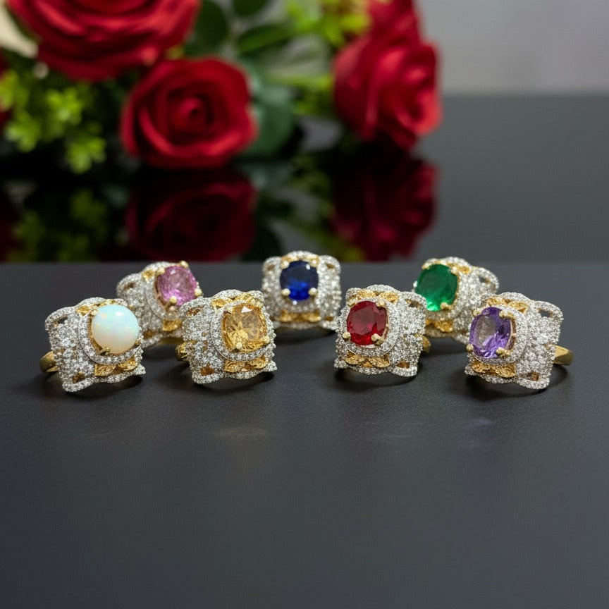 Regal Zirconia Halo Ring Set – Rs. 2,950