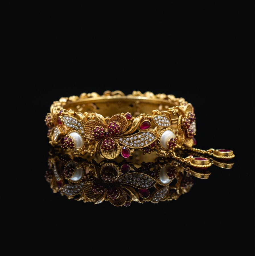 Royal Gulistan Floral Ruby Bangle - Rs 2950