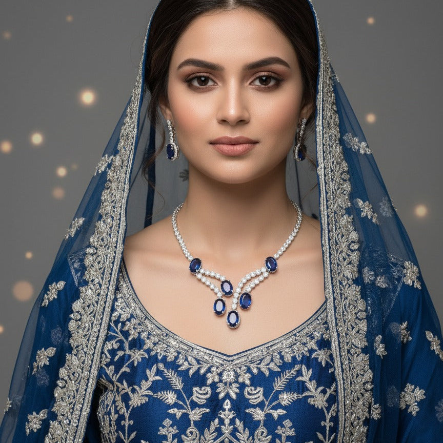 Sapphire Sultanate Oval Bridal Set
