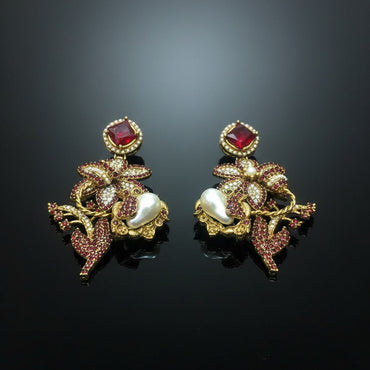 Crimson Vine Floral Earrings