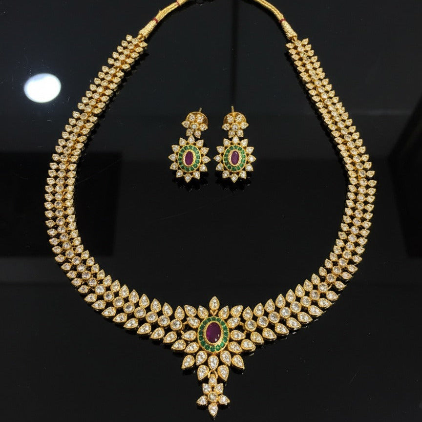 Premium Zircon Bridal Necklace Set – Wedding Jewelry Pakistan
