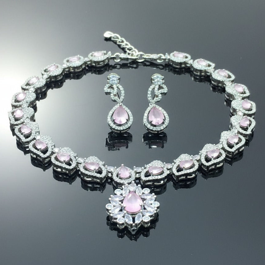Rose Petal Heart Necklace Set