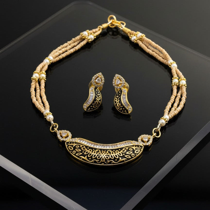 Elegant Zircon American Diamond Mala Set – Bridal Jewelry Pakistan