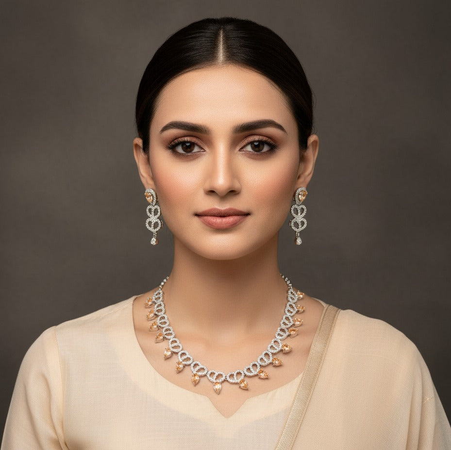 Citrine Infinity Necklace Set