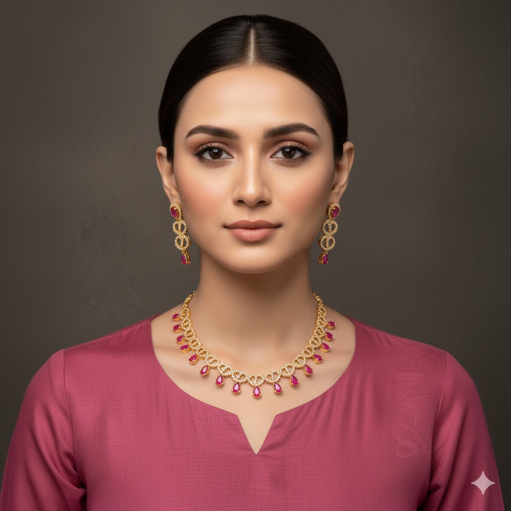 Ruby Infinity Necklace Set