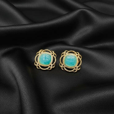 Luxury Floral American Diamond Stud Earrings – Premium Designer Collection