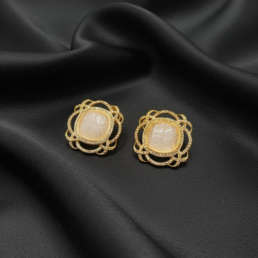 Luxury Floral American Diamond Stud Earrings – Premium Designer Collection