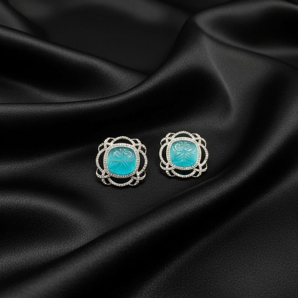 Luxury Floral American Diamond Stud Earrings – Premium Designer Collection