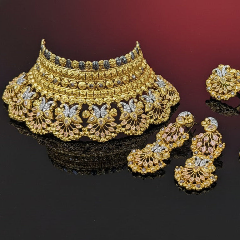 Royal Maharani Gold Plated Bridal Set – Luxury Wedding Jewelry Collection