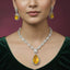 Luxury Honey Gold American Diamond Necklace Set