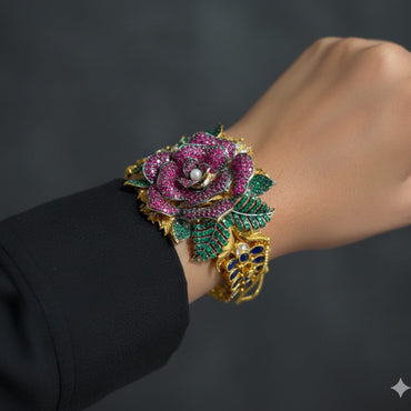 Royal Floral Gold Plated Antique Kara Bracelet