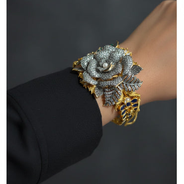 Silver Rose Gold Plated Antique Kara Bracelet