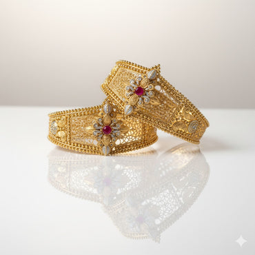 Diamond Gold Plated Openable Single Bangle