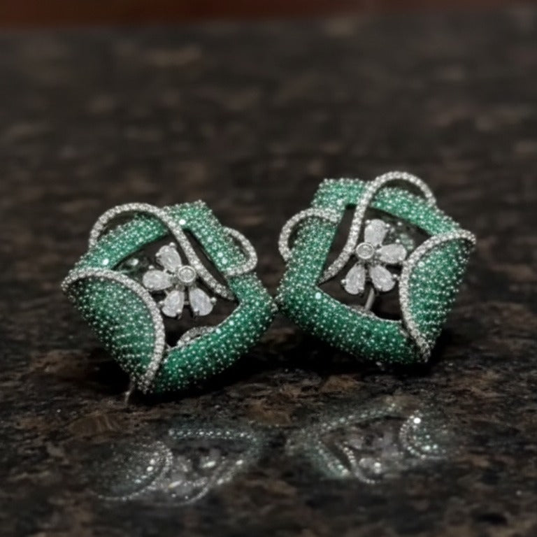 Green Flower AD Studs – Eid Gift Collection