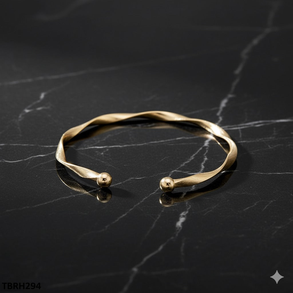 Minimalist Gold Twist Open Cuff Bracelet