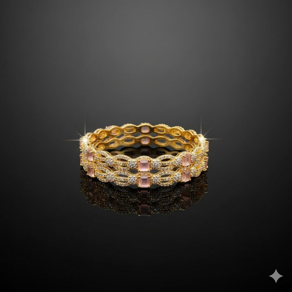 Luxury AD Pink Stone Bangles