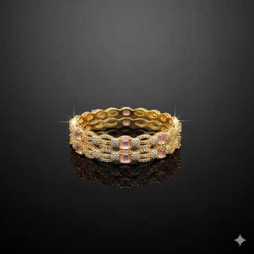 Luxury AD Pink Stone Bangles