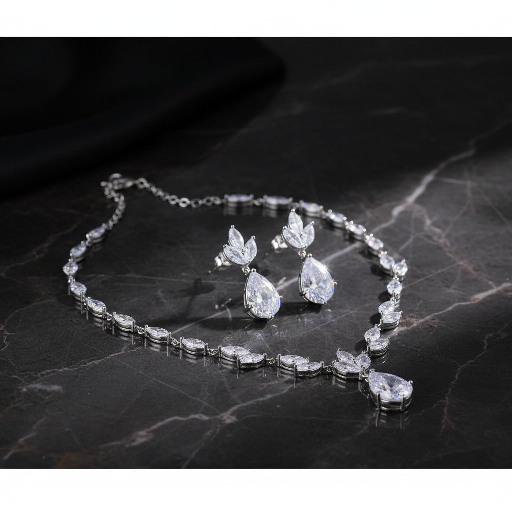 Luxury Crystal Drop Necklace Set