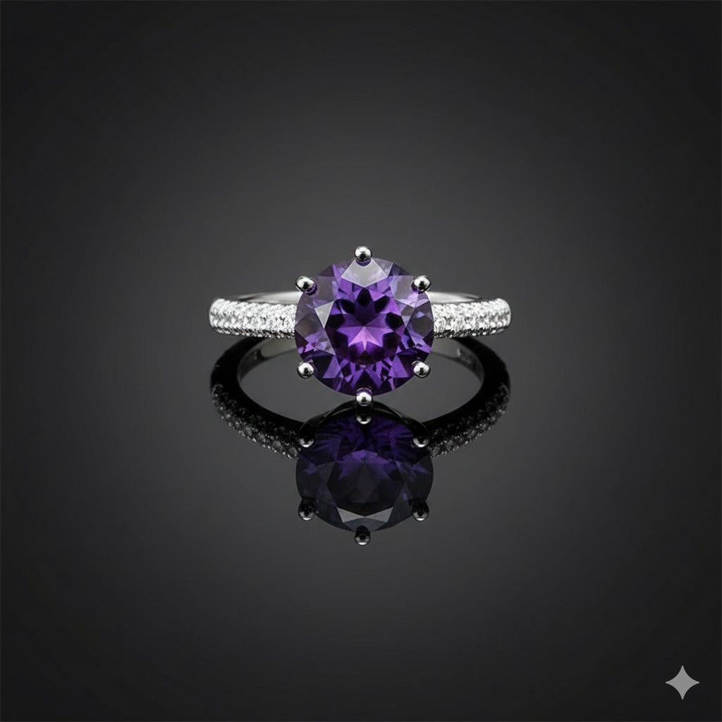 Elegant Purple Crystal Ring