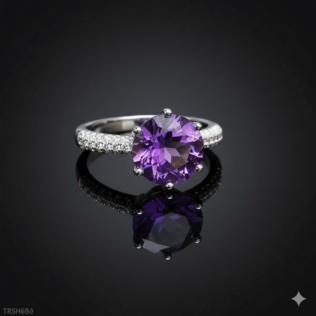 Elegant Purple Crystal Ring