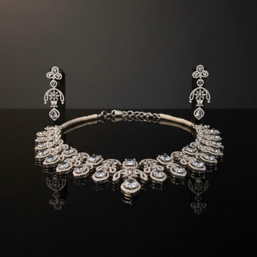 Luxury AD Silver Necklace Set
